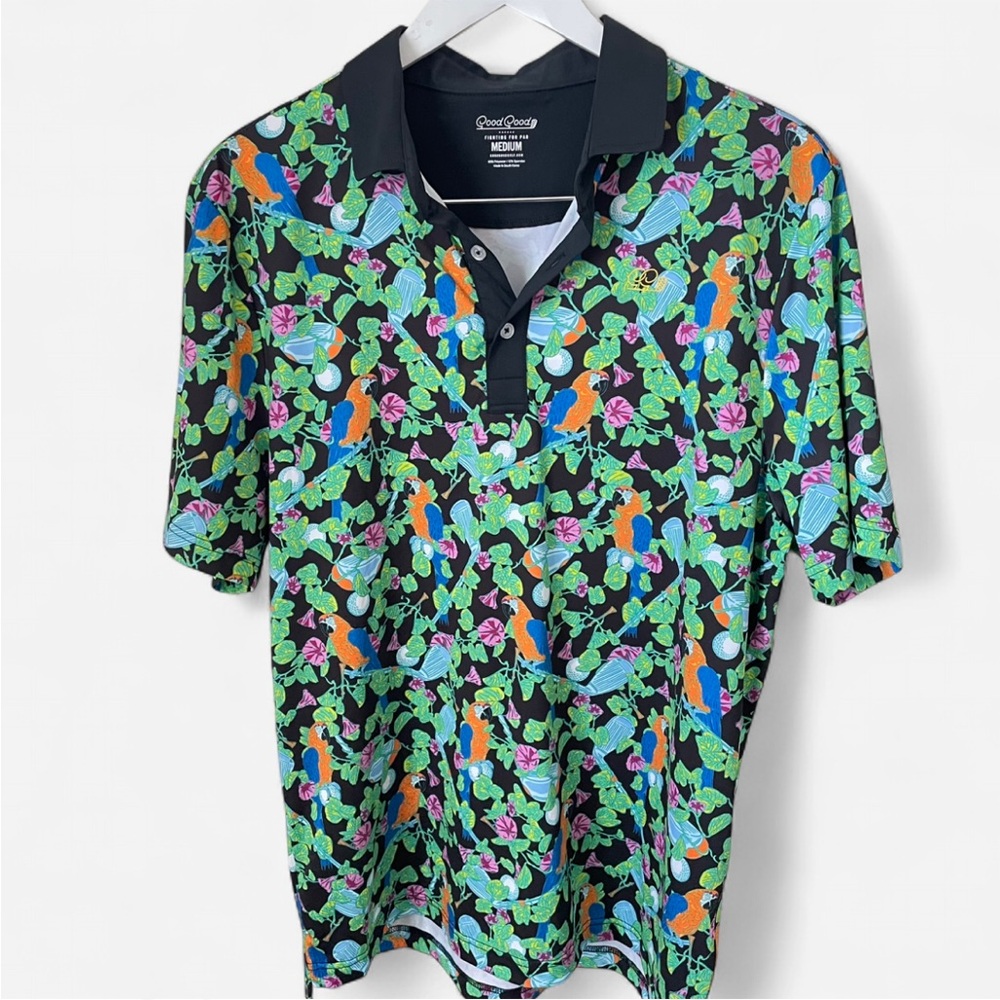 Good Good Golf Tropical Parrot Golf Club Polo Shirt